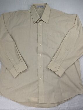 Dickies Men's Long Sleeve Button Down Beige Large